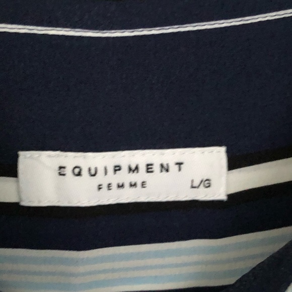 Equipment Blue Striped Silk Shirt Dress Women’s L - Picture 6 of 7